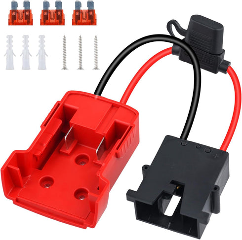 Power Wheels Adapter for Milwaukee M18 Battery, 12AWG Wire, 40A Fuse, Compatible with Fisher-Price 12V