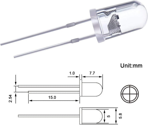 EBOOT 100 Pieces Clear LED Light Emitting Diodes Bulb, 5 mm LED Lamp (Purple)