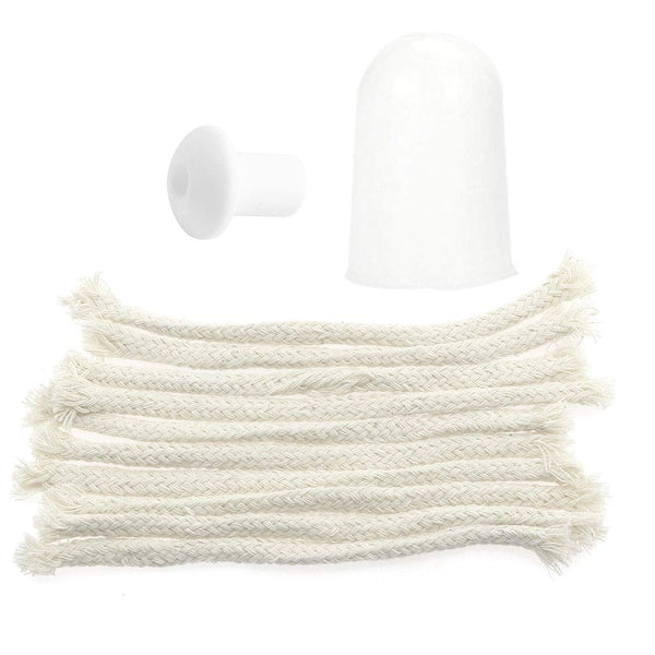 Alcohol Lamps Wick, 10pcs Cotton Wick with 1 Porcelain Wick and 1 Plastic Cap for Glass Alcohol Burner Lamp Accessories