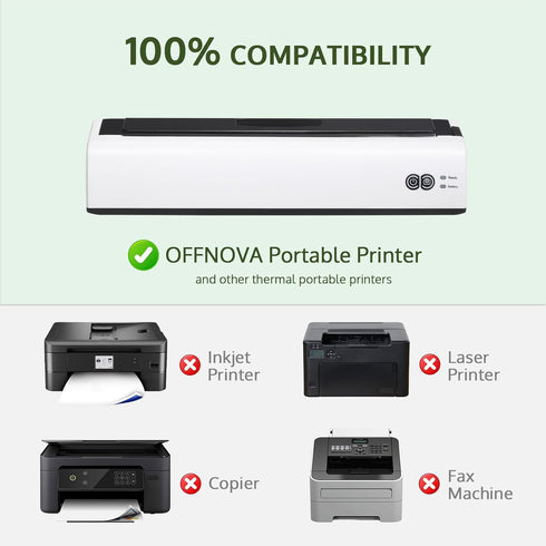 Thermal Paper 8.5" US Letter Size, 1 Roll for OFFNOVA Portable Thermal Printer, Multipurpose Receipt Paper