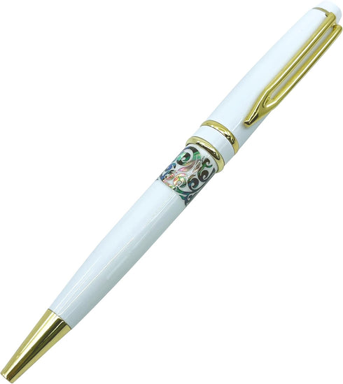 Inlay Mother of Pearl Design Handmade Ballpoint Pen, Deluxe Black Ink Rollerball Executive Gift (White)