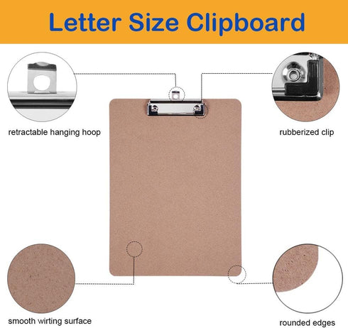 EZZGOL Clipboards Bulk, 36 Pack Letter Size Wood Clipboards with Low Profile Clip for School Classroom Home