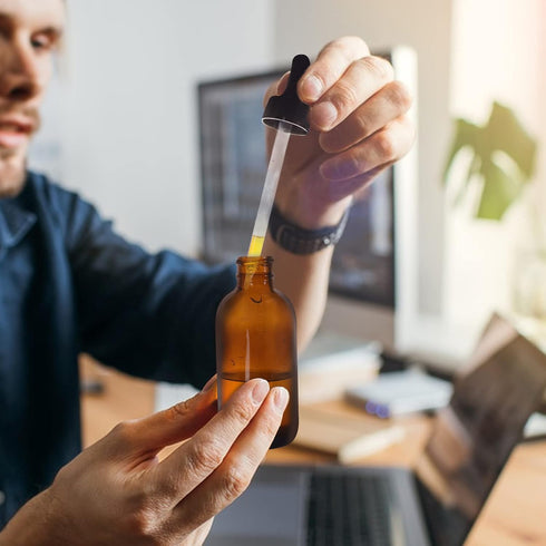 24 Pack 4oz Amber Glass Bottles with Glass Eye Droppers for Essential Oils, Lab Chemicals & More