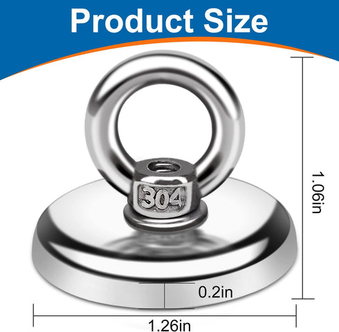 E BAVITE Heavy Duty Magnetic Hooks, 100 LB with Countersunk Hole Eyebolt, Pack of 10