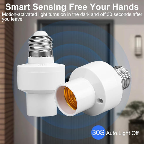 Generic E26/E27 Motion Sensor Light Socket Adapter, Screw-in Light Sensor Sockets for Automatic Control On/Off, Auto