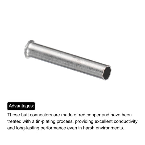 MECCANIXITY 500 Pcs Non Insulated Butt Connectors, 16AWG Wire Connector for Electrical Crimp Ferrule Terminals