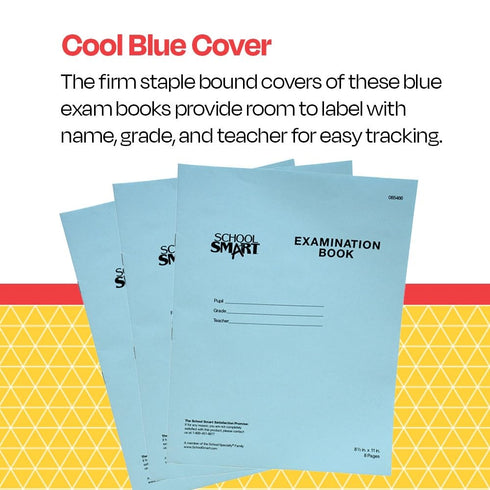 School Smart Examination Blue Book with 8 Pages, 8-1/2 x 11 Inches, Pack of 100