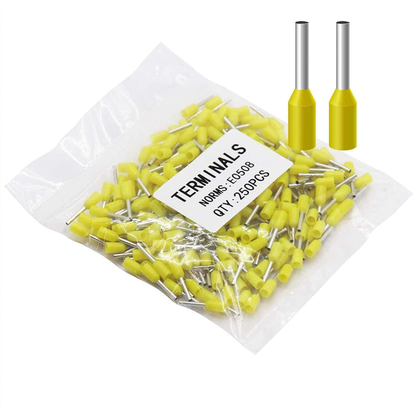 Fidioto 250pcs 22AWG Wire Ferrules, Crimp Terminal Connector Sleeves for Electric, Industrial, Chemical Industry