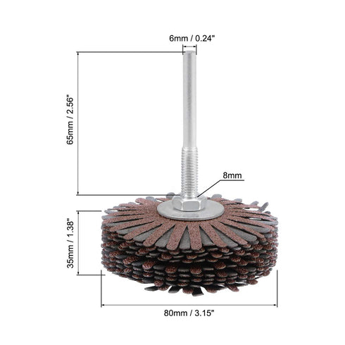 uxcell Abrasive Cloth Flap Wheel Sanding Star 1/4-Inch Shank for Woodworking Root Carving Furniture Polishing 80 Grit
