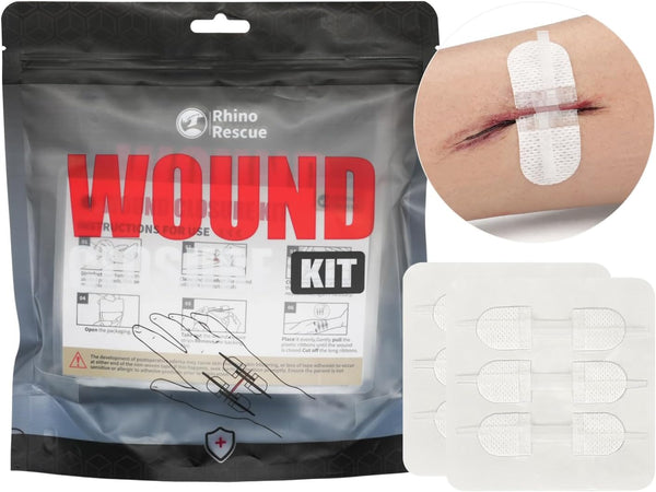 RHINO RESCUE Wound Closure Kit, 6pcs with Dresssings, Wound Closure Strips Without