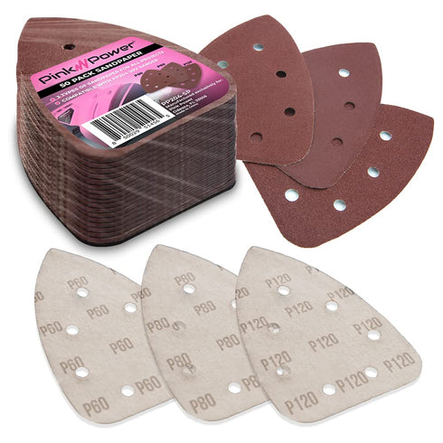 Pink Power Sandpaper for 20V PP204 Cordless Electric Hand Sander, P60/P80/P120 Grit Pads