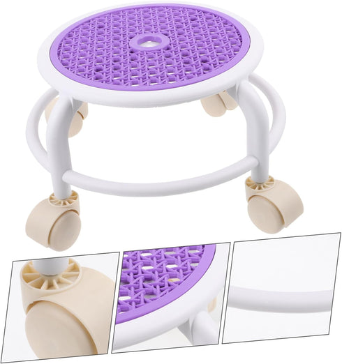 Happyyami Salon Equipment Rolling Chair Small Casters Low Height Stool for Office Foot Rest Under Desk Foot Stool