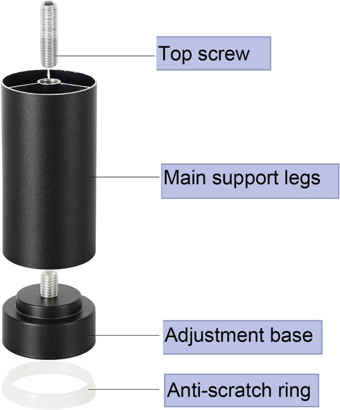 Tophacker 4 15cm/6in Aluminium Reinforced Support Legs, Pieces Furniture Sofa Legs, Cabinet Legs Adjustable in Height