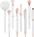 WEMATE 8Pcs Ballpoint Pens Set, Metal Crystal Diamond Glitter Pens for Journaling, White Pen Bling in Black & Blue Ink,