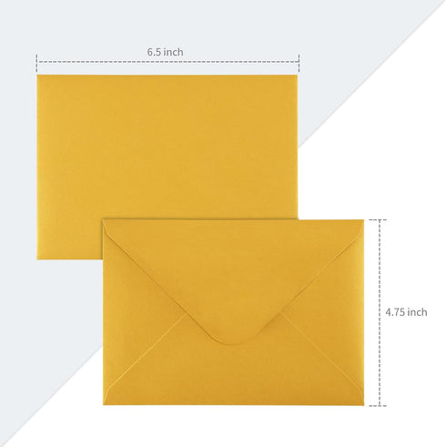 Granhoolm 50 Pack A6 Invitation Envelopes, 4x6 Envelopes for Weddings, Parties, Greeting Cards (Gold)