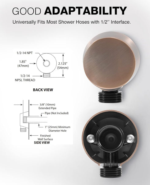 A725ORB Round Drop Ell Handheld Shower Wall Connector, Oil-Rubbed Bronze