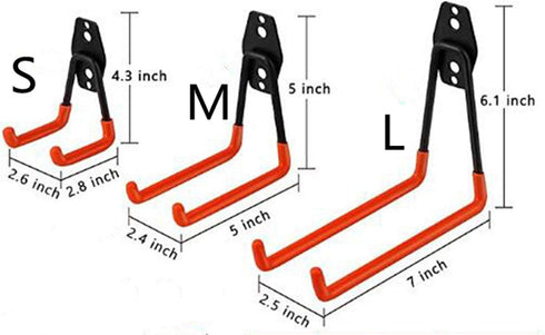 Garage Garden Tool Organizer Garage Storage Utility Hooks Wall Mount Anti-Slip Double Hooks for Snowboard Ladders Bikes Tools (2 Pack M) by Dtacke