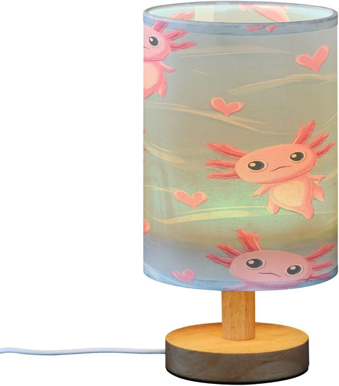 ALAZA Cute Kawaii Axolotl with Pink Heart Bedside Table Lamp with USB Port for Bedroom Nightstand Lamps Night Light