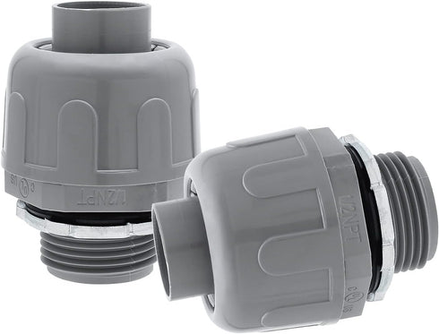 2pcs 1/2 Inch NPT Liquid Tight Connector, 180-Degree Electrical Conduit Connector Fitting