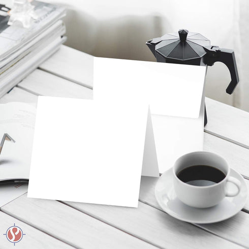 Set 5.25 5.25 Inch 5.5 5.5 25 Sets Pack Square Greeting Cards - White Blank Half Fold Cards with Envelopes Great