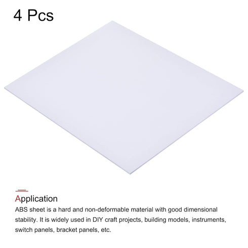 MECCANIXITY White ABS Plastic Sheet, 10x8x0.06 inch, Pack of 4 for Building Model and DIY Crafts