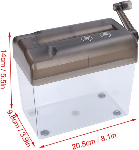 Manual Paper Shredder, Portable Compact Structure Hand Crank Shredder, Cross-Cut Paper and Credit Card Shredder (Grey)