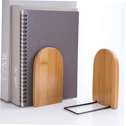 Retractable Bamboo Bookends - Elegant Desk Organizer for Home and Office