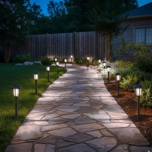 8 Pack, Solar Lights Outdoor Cool White Solar Pathway Lights, Auto On/Off,Waterproof Solar Powered LED Landscape