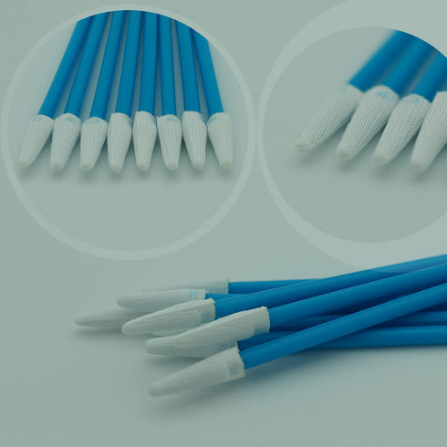 Cleanroom Swabs Pointed Tips (100 pcs, 73mm Length, 3.2mm Head Width, Blue) for Inkjet Printer, Craft, Camera