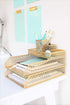 BLU MONACO Office Supplies Gold Desk Accessories, 6 Piece Interlocking Stylish Organizer Set for Women