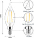 Sengled E12 Bulb Dimmable, 60W CA10 Bulbs, 5000K 12 Pack LED Candelabra Equivalent, Flame Tip Chandelier Light Daylight