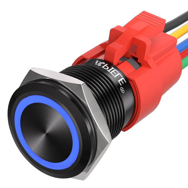 APIELE 19mm Momentary Push Button Switch - On Off Aluminium Alloy with 12V LED Angel Eye Head