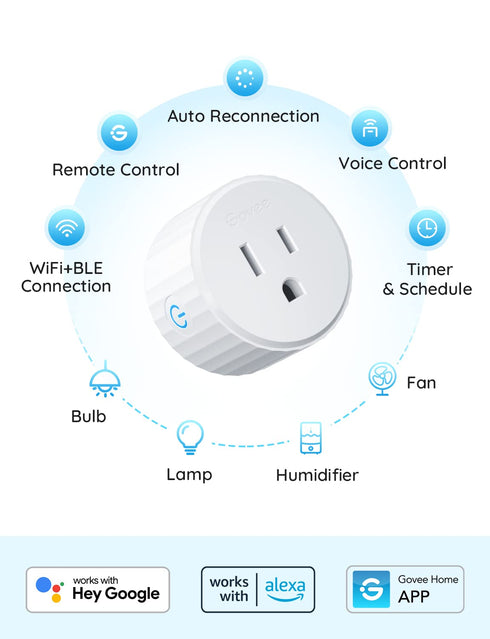 Govee Smart Plug, Mini WiFi Outlet with Timer Function & Group Controller, Alexa & Google Assistant Compatible, 1 Pack