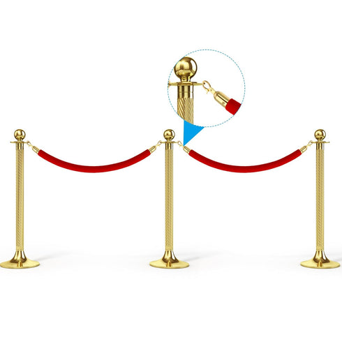 PATIKIL 6 Pack 1.1"x3.2" Stanchion Rope End Stopper, Golden Cord End Caps for Crowd Control