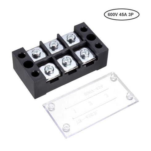 uxcell Dual Rows 3 Positions 600V 45A Cable Barrier Block Terminal Strip TB-4503L