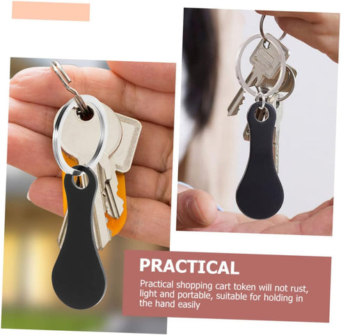6Pcs Stainless Steel Shopping Cart Tokens Keychain Grocery Trolley Coins Portable Quarter Coin for Supermarket Use