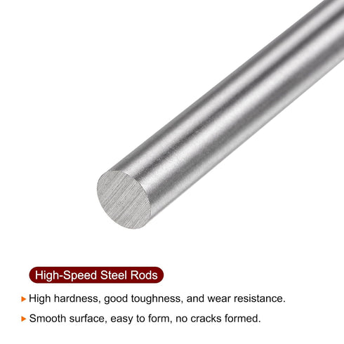 5pcs Round Rods, 6.4mm x 100mm High Speed Steel (HSS) Lathe Bar Stock for DIY Craft Tools