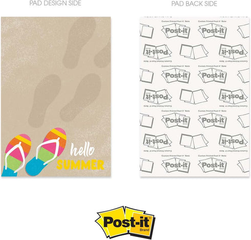 Summer Vibes Sticky Note Set, 4" x 6" Repositionable Pads with Five Modern Beach Theme Designs