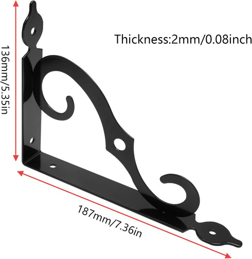 Luomorgo 2 7.4 Inch, Pcs L Bracket Decorative Shelf Brackets, Wall Mounted L Shape Floating Shelf Bracket Heavy Duty