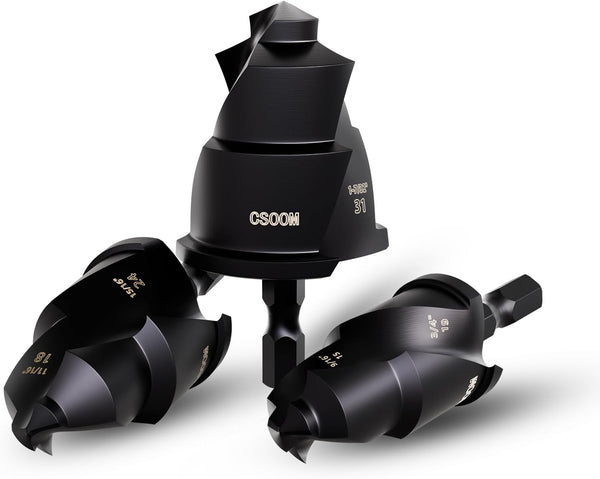 CSOOM 3PCS PPR Lifting Step Drill Set for Water, Drainage, Ventilation Pipes - Pipe Opening Tools