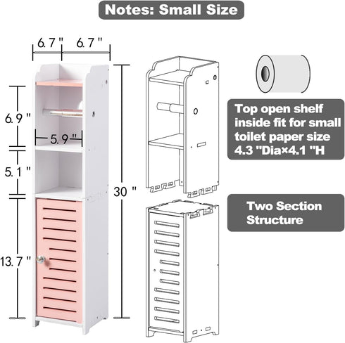 Compact Toilet Paper Storage Cabinet - Rose Dawn & White