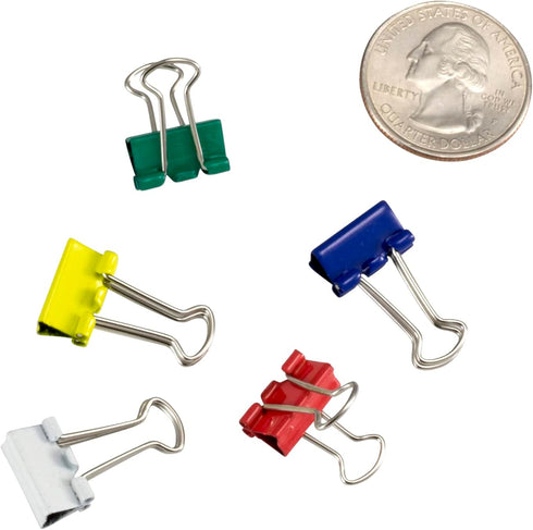 Officemate Micro Binder Clips, Assorted Colors, 100 Clips per Tub