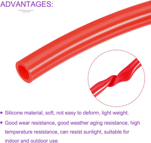 DMiotech 1/4"(6mm) ID 3/8"(10mm) OD 10 Feet Silicone Tube, Red Industrial Tubing for Water Air Pump