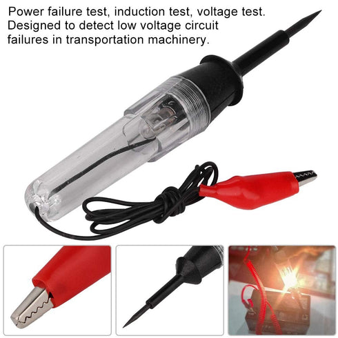 Qiilu Automotive Circuit Tester, 6V 12V 24V Car Auto Electrical Voltage Test Pen Light Lamp Circuit Tester Detector Probe