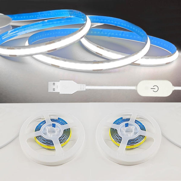 ZSLAIFU A 5V USB LED Light Strip, COB LED Strip Lights, White