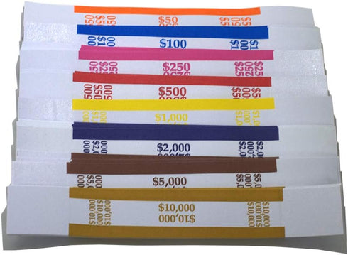 L LIKED Pack of 400 Money Band Bundles, Self Sealing Currency Straps for Bill Wrappers (50 of Each)