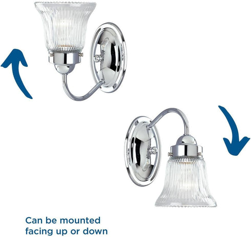 1-Light P3287-15, Progress Lighting Clear Prismatic Glass Traditional Bath Vanity Light, Fluted Glass Collection