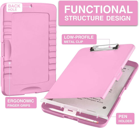 Sooez Clipboard with Storage, High Capacity Nursing Clipboards, Heavy Duty Plastic Storage Clipboard, A4 Letter Size