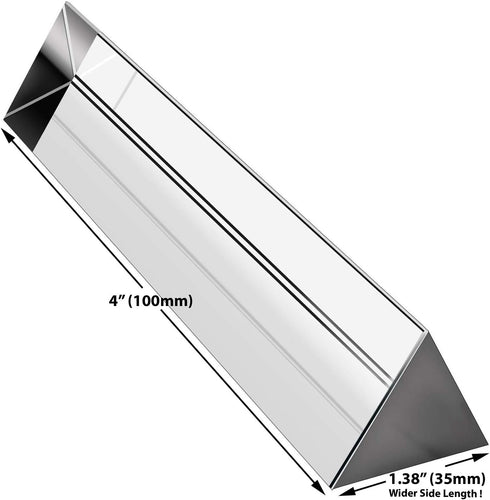 Amlong Crystal 4 inch Optical Glass Equilateral Prism for Teaching Light Spectrum Physics and Photography