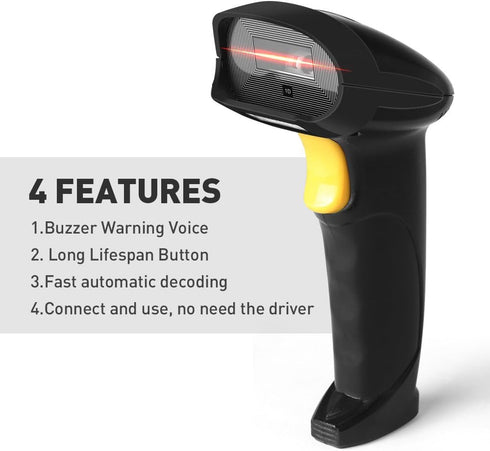 Fangtek 1D 1D) Handheld USB Barcode Scanner Wired Bar Code Reader with USB Cable for Supermarket, Convenience Store
